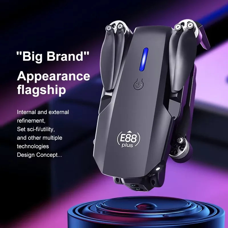E88 plus Brushless Optical Flow Drone - Best Gift for Kids - RC Helicopter with Camera 3-6 Axis Gyro WiFi Live Video Drone