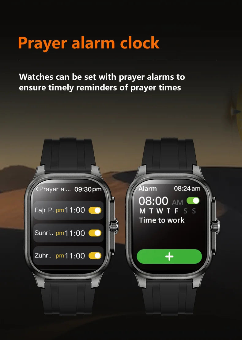 LIGE New MUSLIM Smart Watch with Qibla Pointer Voice Prayer 2.01" HD Display 400mAh Sport Health Bluetooth Call Smartwatch Men