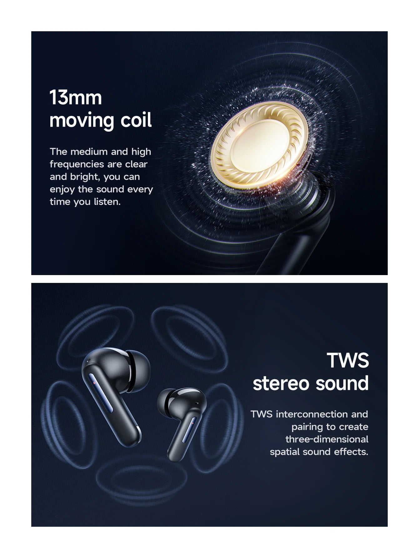 HOCO EQ14 Touch Screen ANC Earphone Bluetooth 5.3 Active Noise Cancellation Wireless Headphone Fast Charge Earbuds Low Latency