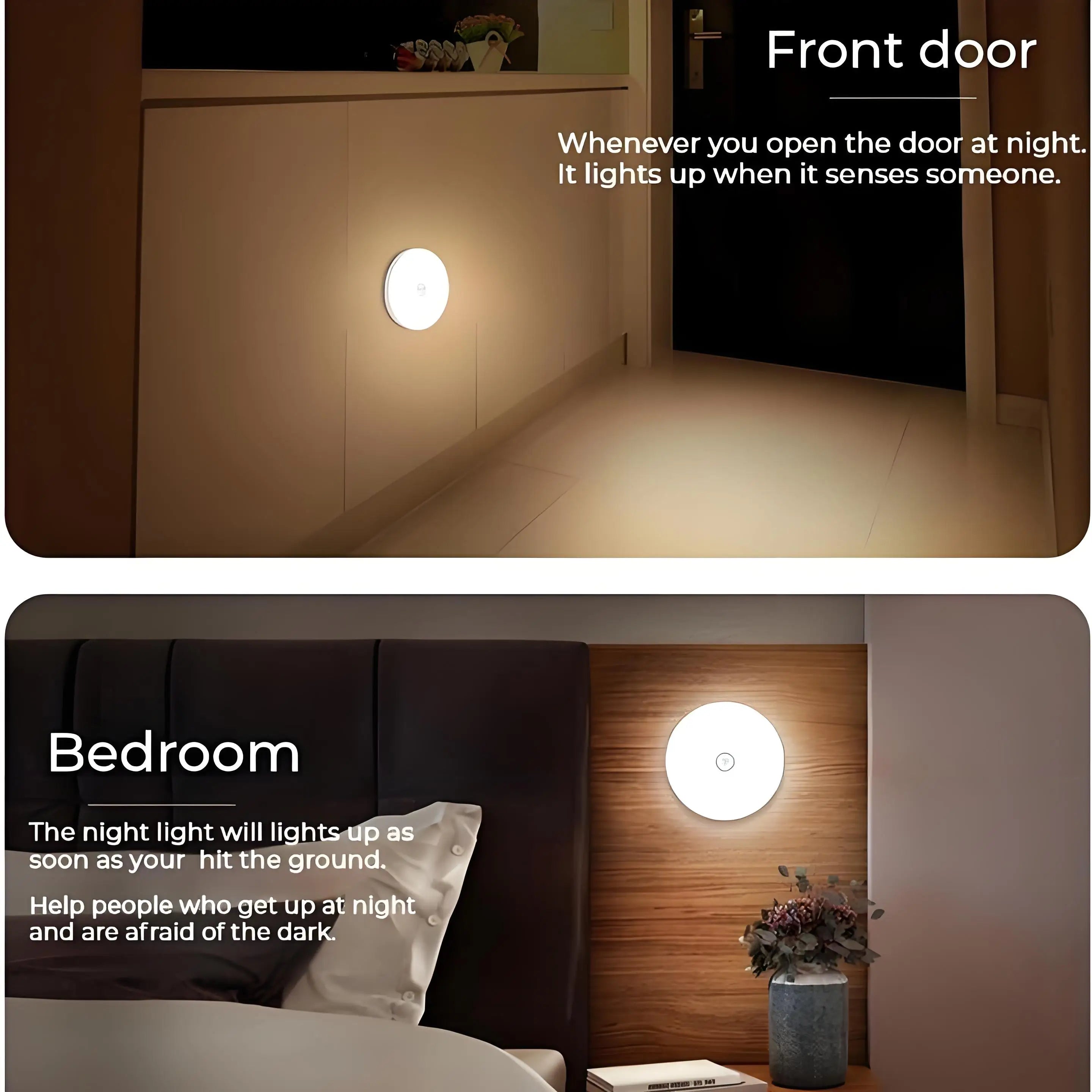 LED Smart Human Body Sensor Night Lamp Emergency Automatic Lighting USB Charging Wireless Magentic Suction Use Night Light