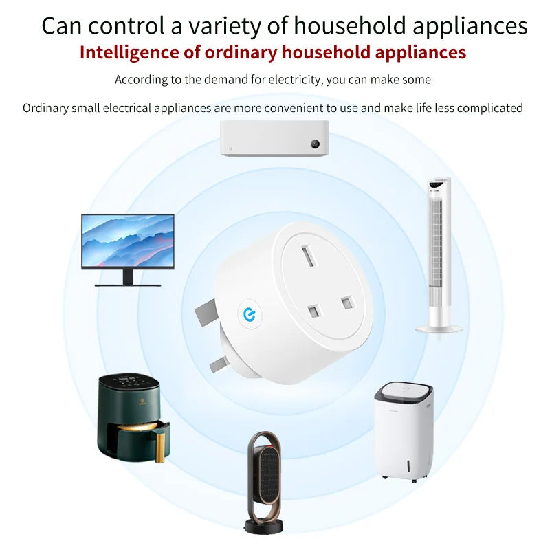 Tuya Smart Plug WiFi &BT Socket UK 16A with Power Monitor Voice Control Timing Smart Life Control Works with Alexa Google Home