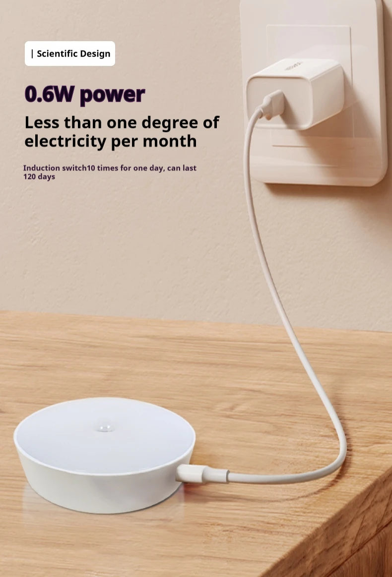 LED Smart Human Body Sensor Night Lamp Emergency Automatic Lighting USB Charging Wireless Magentic Suction Use Night Light